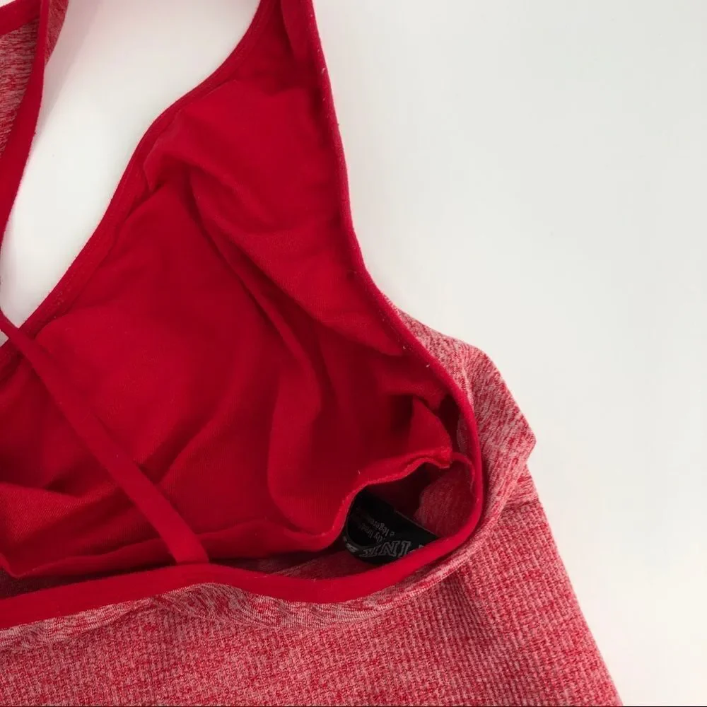 PINK by VS Sport Seamless Lightly Lined Sports Bra Heather Red‎